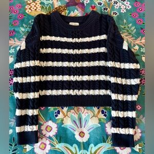 Jessica Simpson Striped Cropped Cable Knit Sweater- Size L